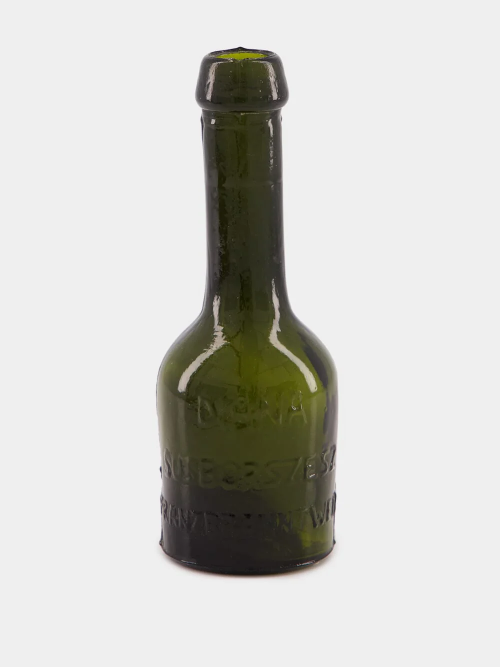 Olive Green Miniature Glass Bottle