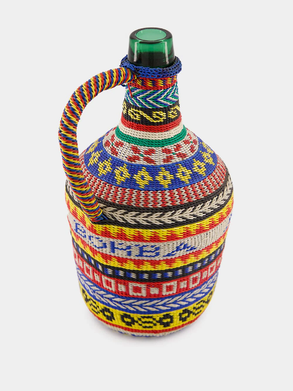 Patterned Woven Glass Flask with Handle - Image 2