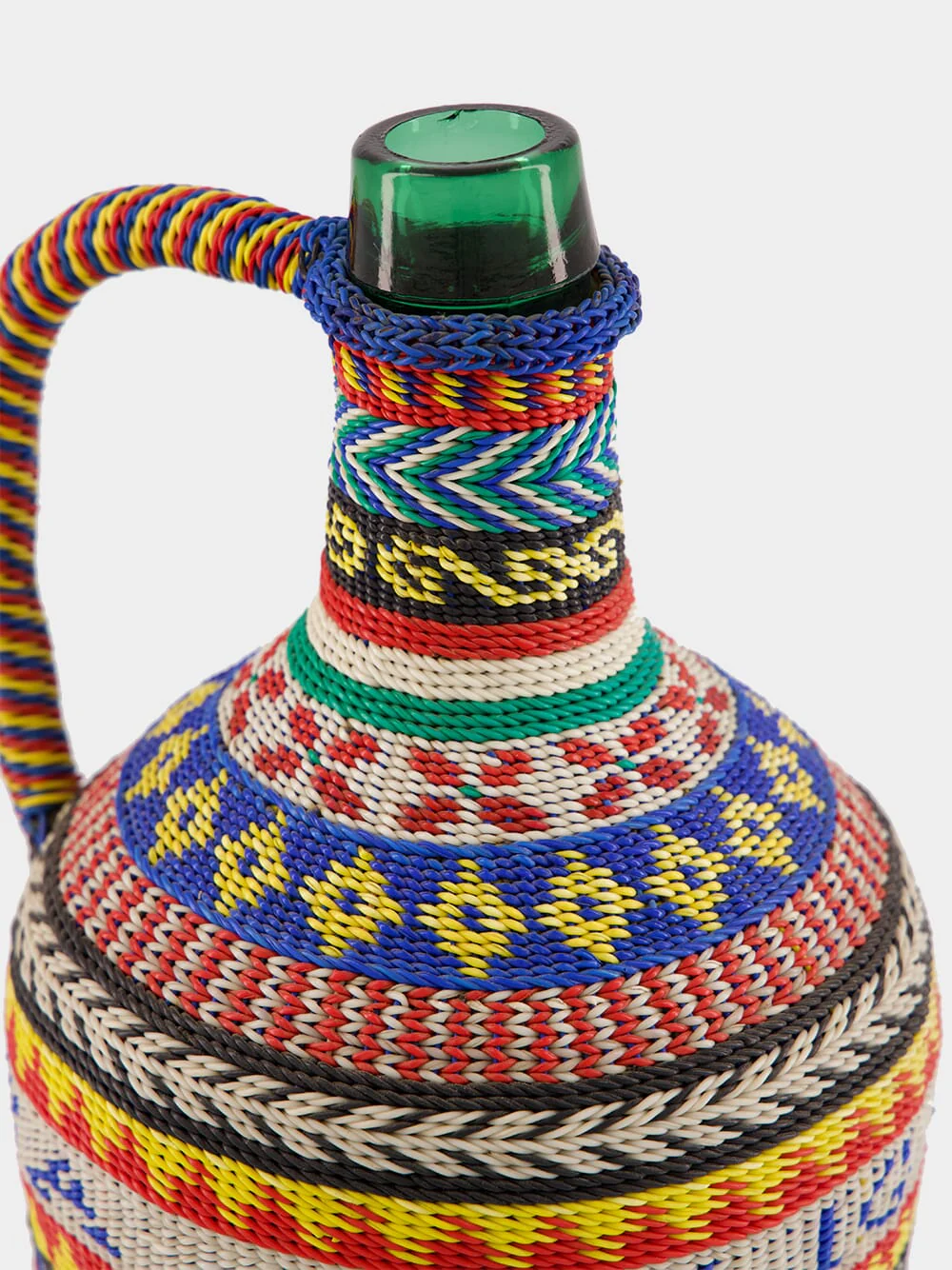 Patterned Woven Glass Flask with Handle - Image 3