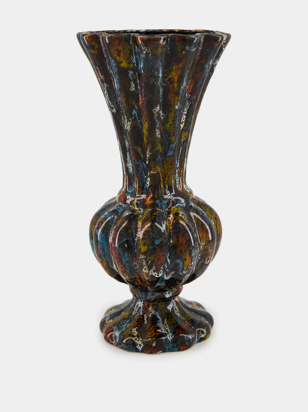Fat Lava Ceramic Vase in Grey and Blue