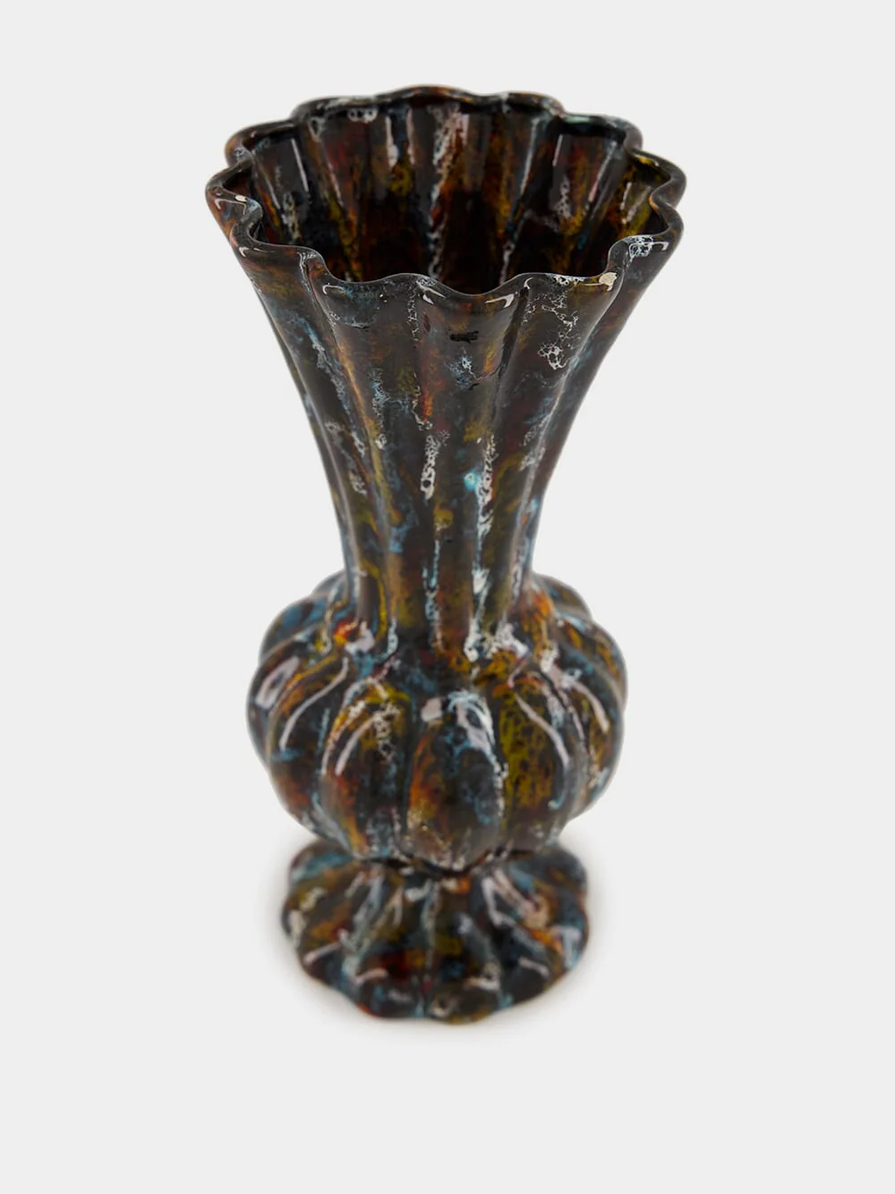 Fat Lava Ceramic Vase in Grey and Blue - Image 2