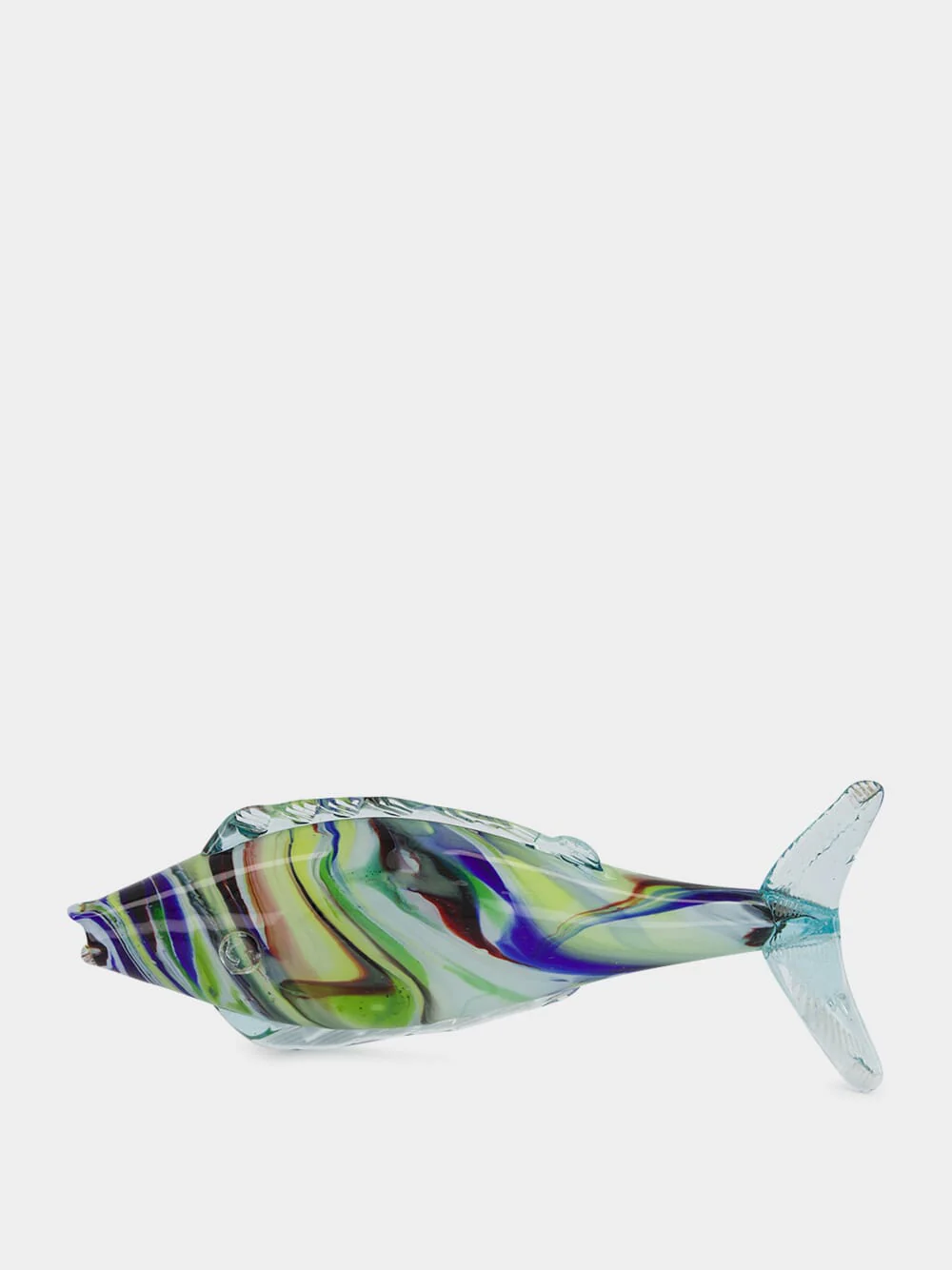 Green and Purple Glass Fish Sculpture