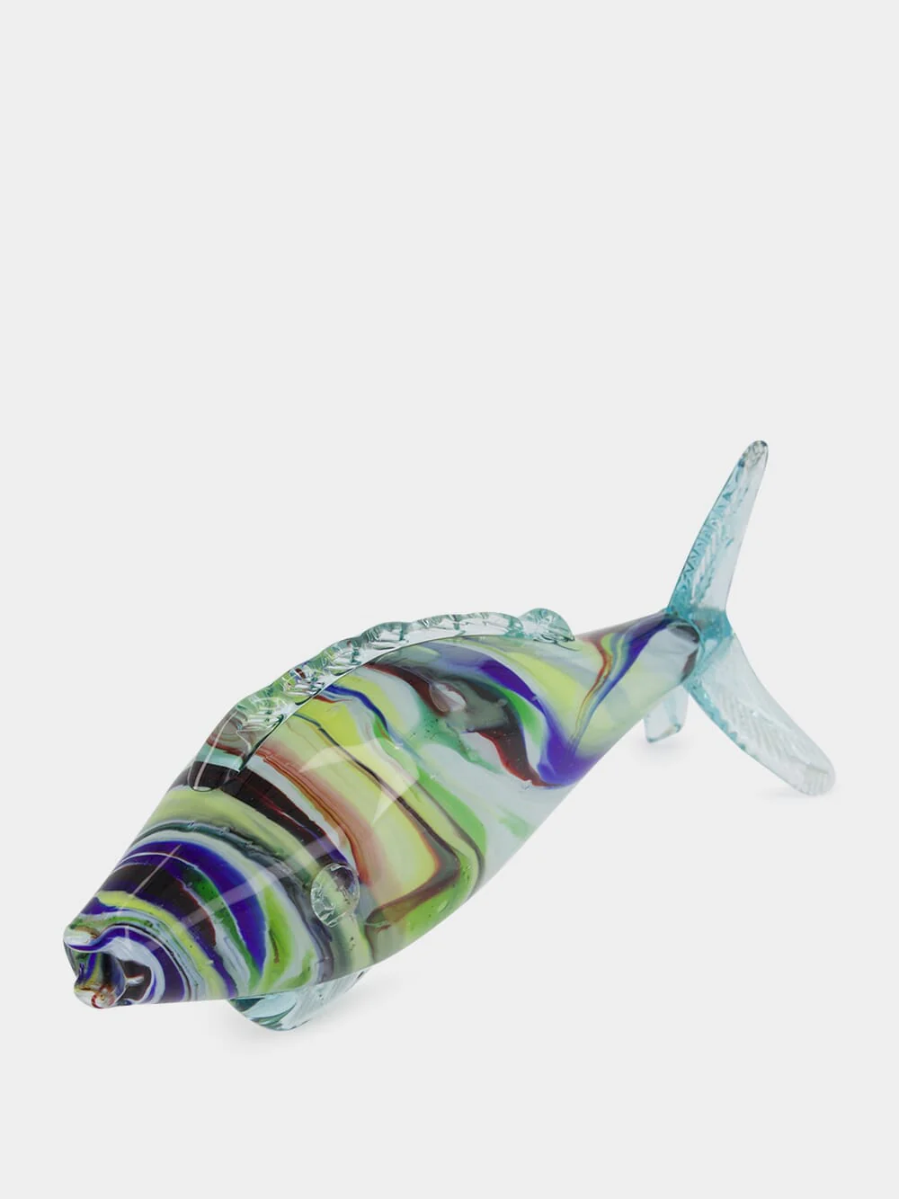Green and Purple Glass Fish Sculpture - Image 2