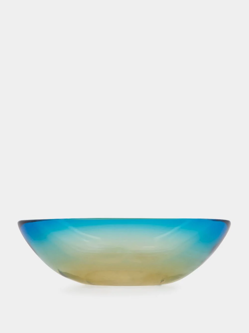 Iridescent Blue and Amber Glass Ashtray - Image 3