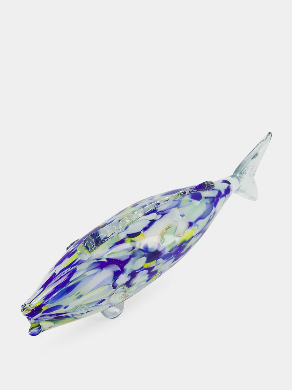 Light Blue and Navy Glass Fish Sculpture - Image 2