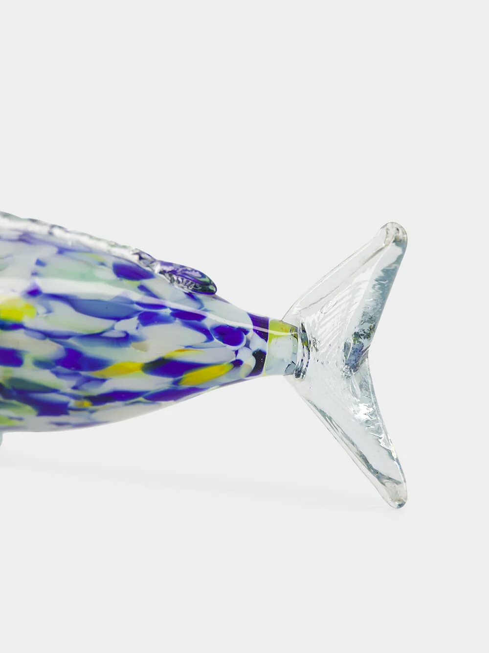 Light Blue and Navy Glass Fish Sculpture - Image 4