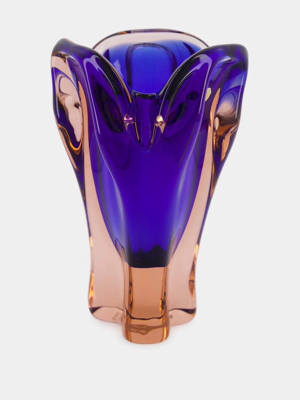 Purple and Amber Sculptural Glass Vase