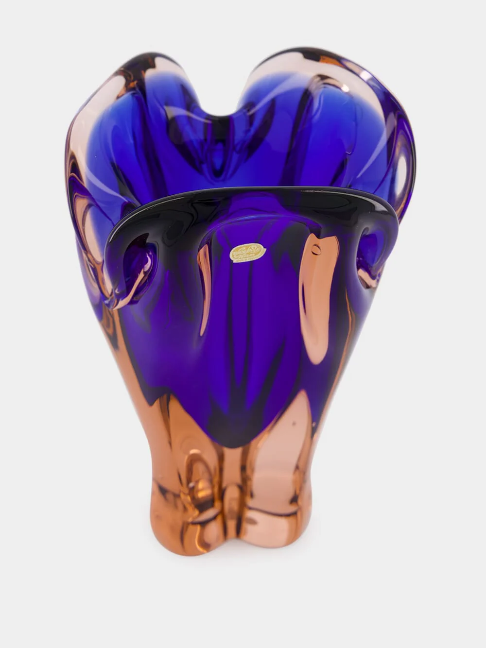 Purple and Amber Sculptural Glass Vase - Image 2