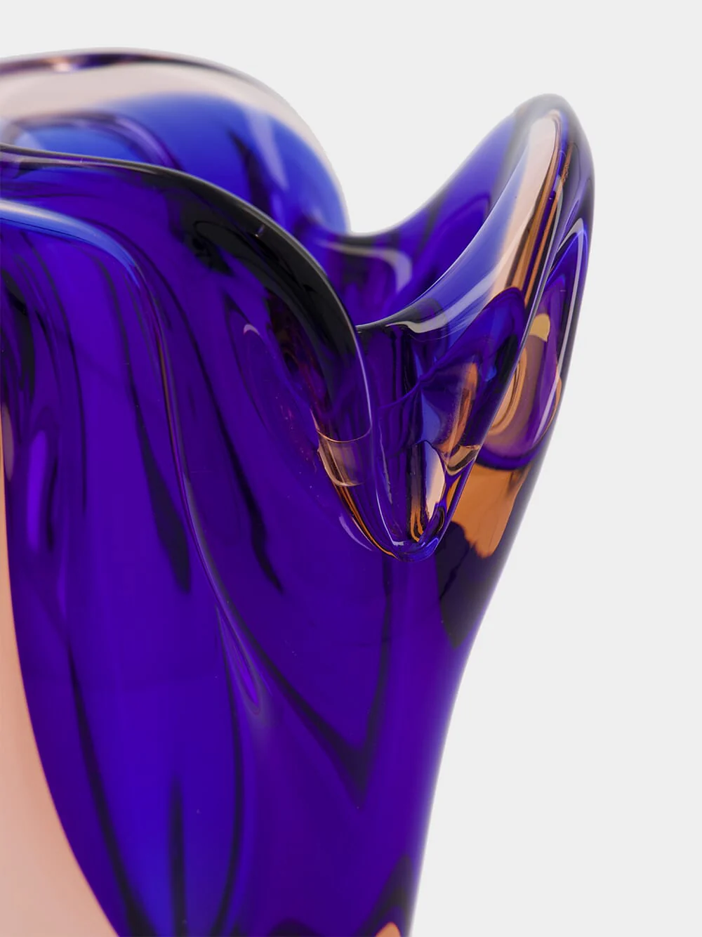 Purple and Amber Sculptural Glass Vase - Image 3