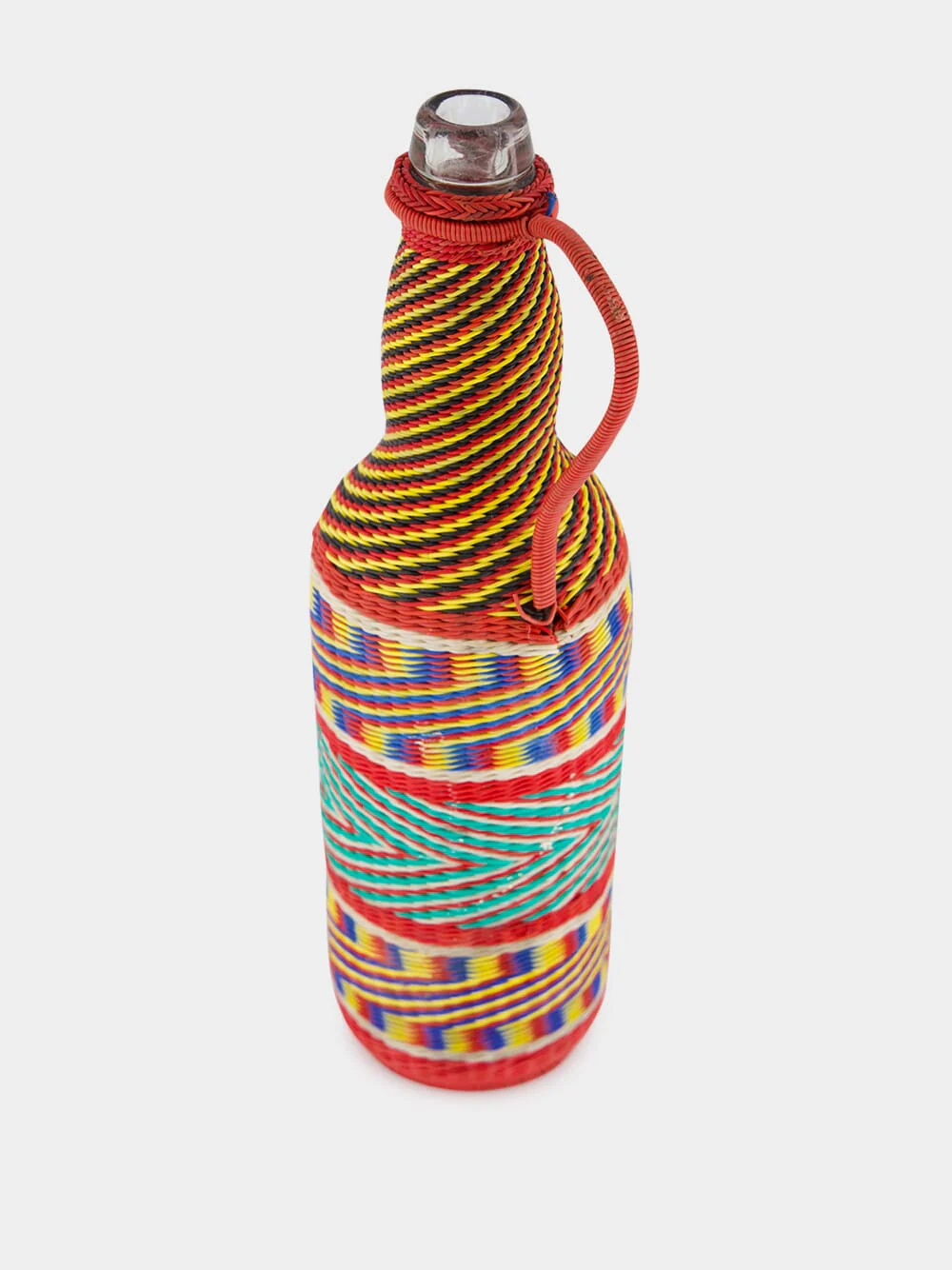 Red and Turquoise Woven Glass Flask - Image 2