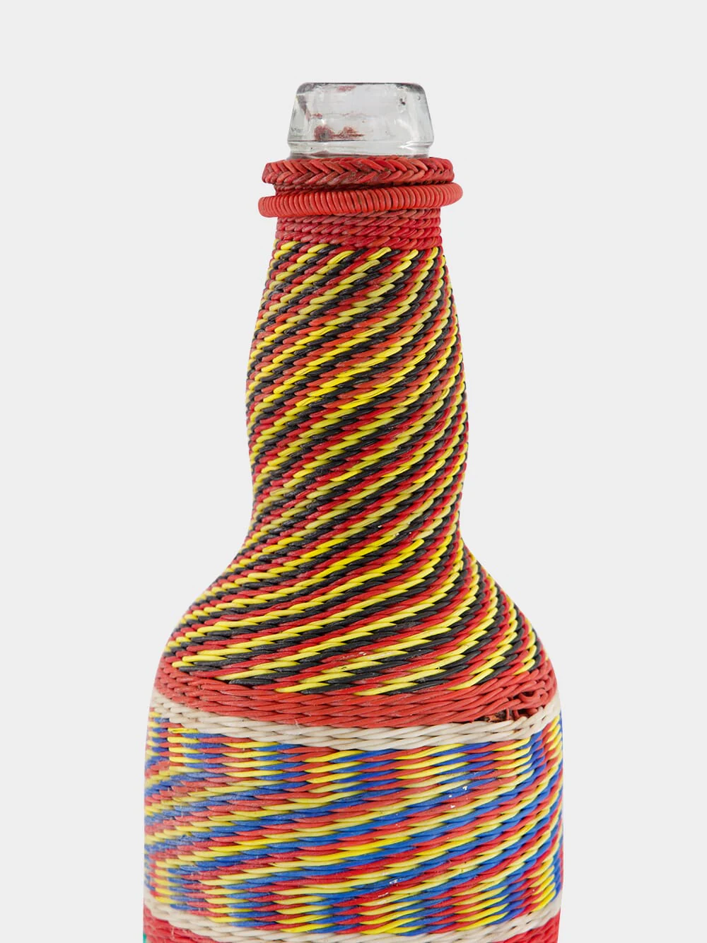 Red and Turquoise Woven Glass Flask - Image 3