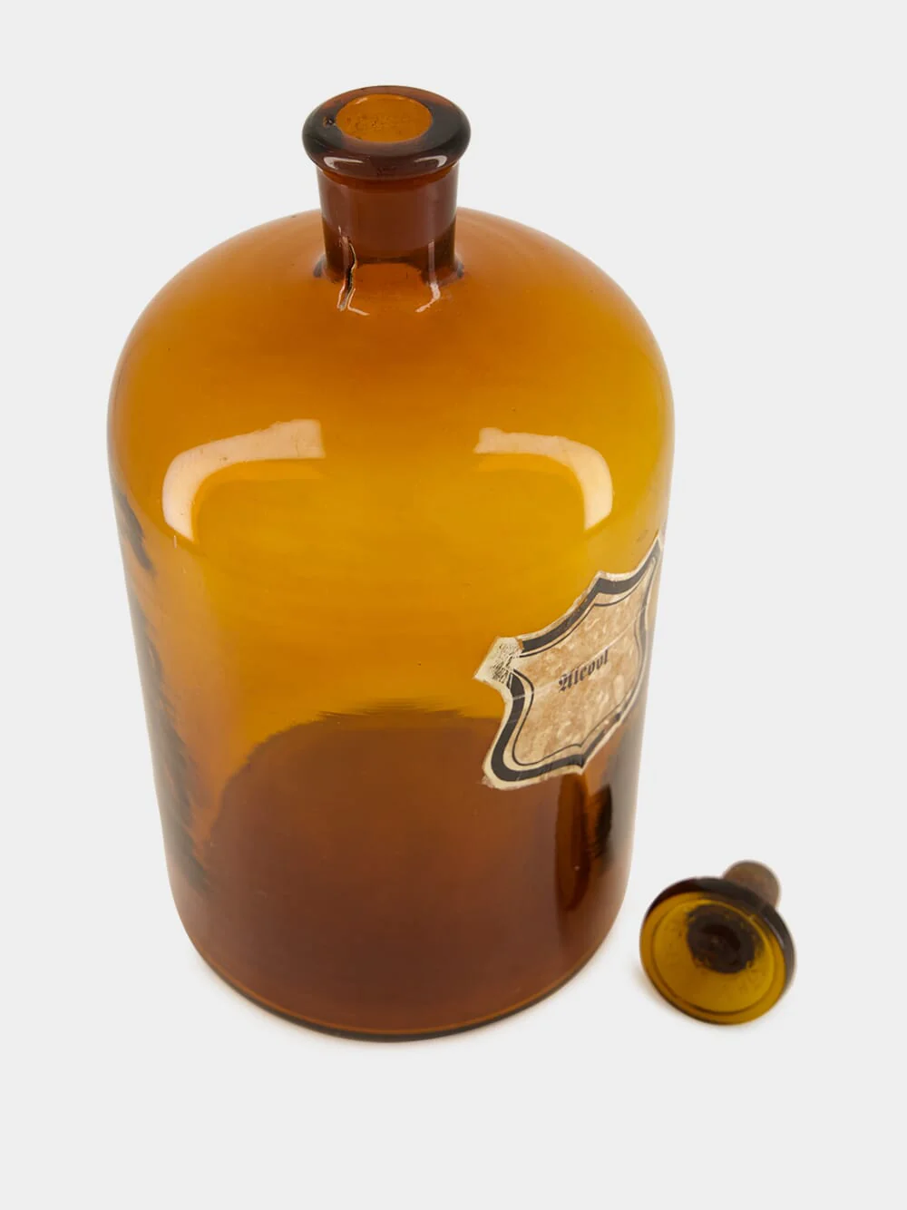 Rounded Amber Apothecary Glass Bottle - Image 2