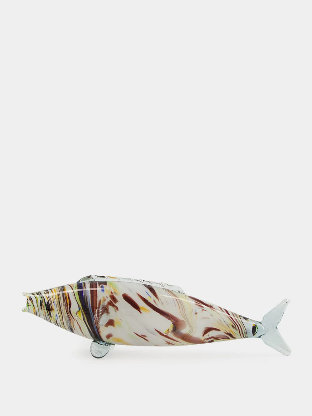White and Brown Glass Fish Sculpture