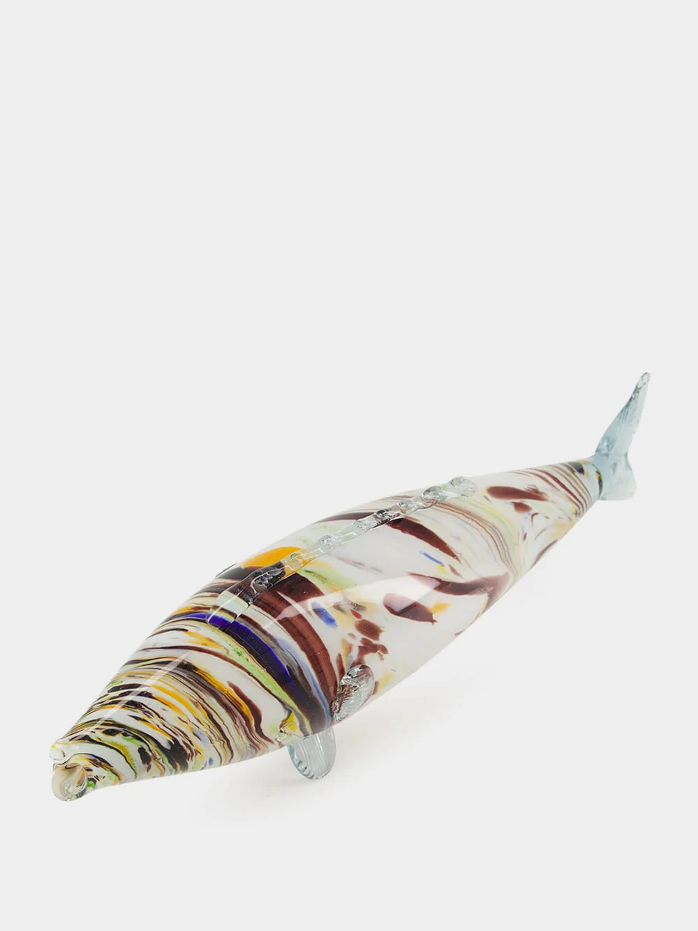 White and Brown Glass Fish Sculpture - Image 2