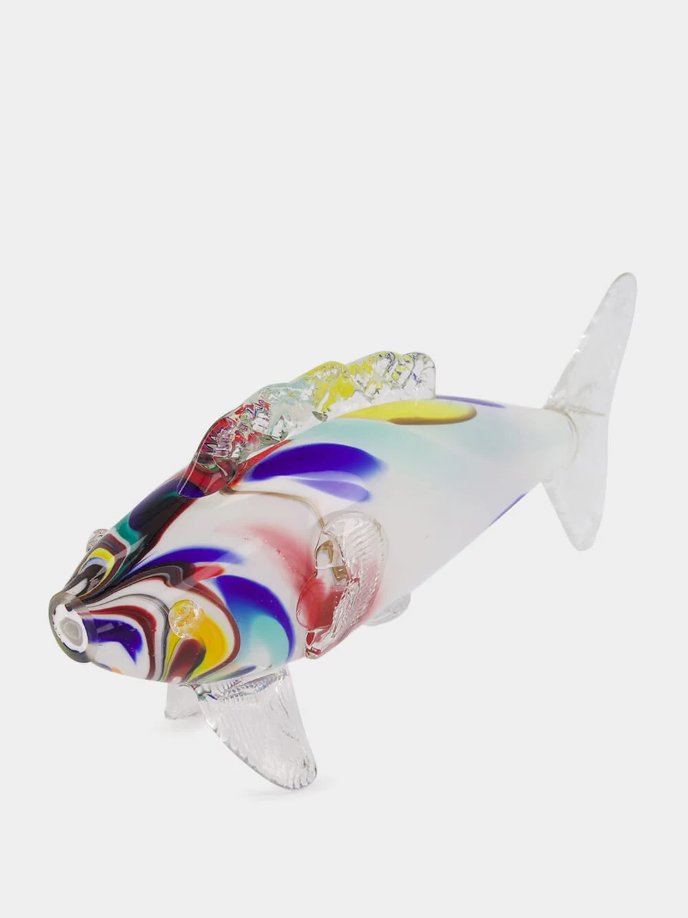 White and Multicolour Glass Fish Sculpture - Image 2