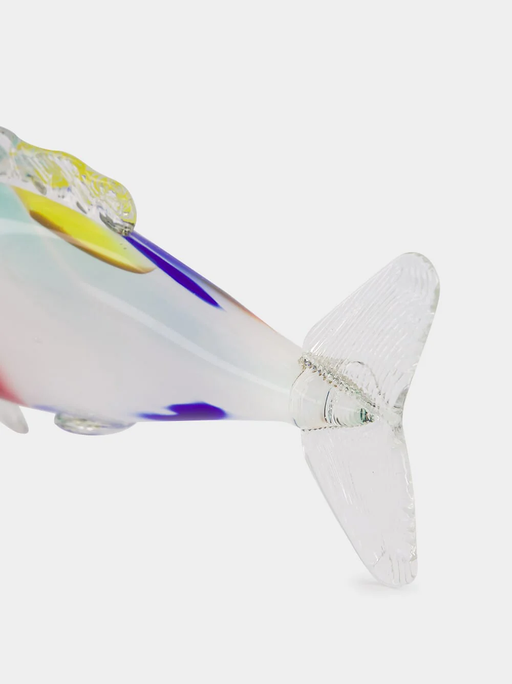 White and Multicolour Glass Fish Sculpture - Image 5