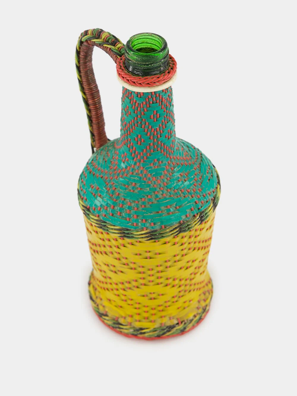 Yellow and Blue Woven Glass Flask - Image 2