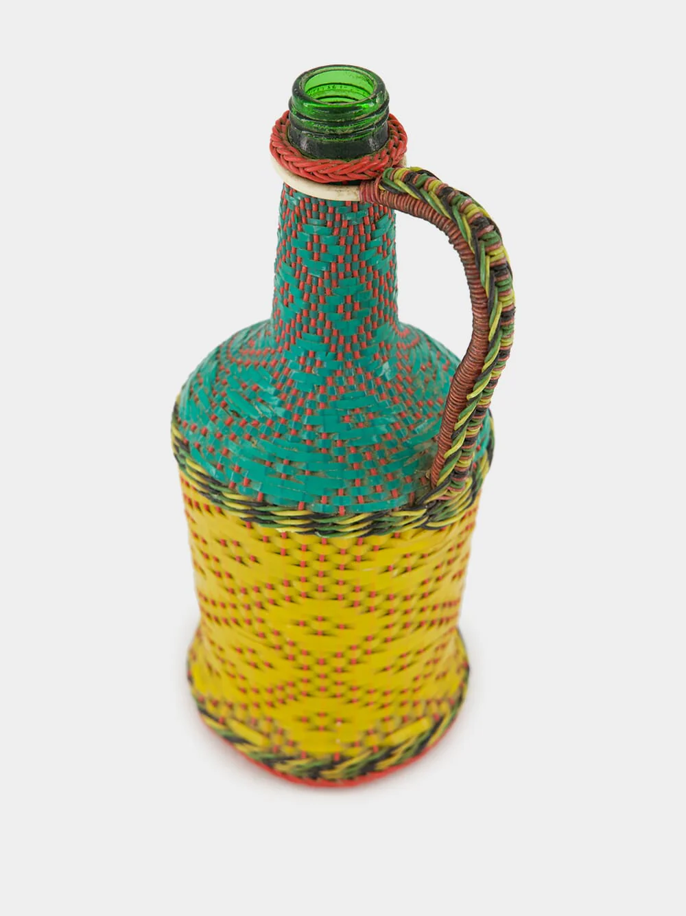 Yellow and Blue Woven Glass Flask - Image 3