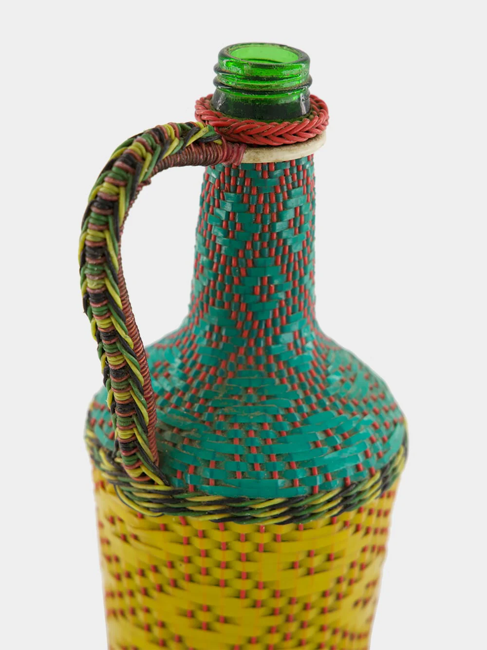 Yellow and Blue Woven Glass Flask - Image 4