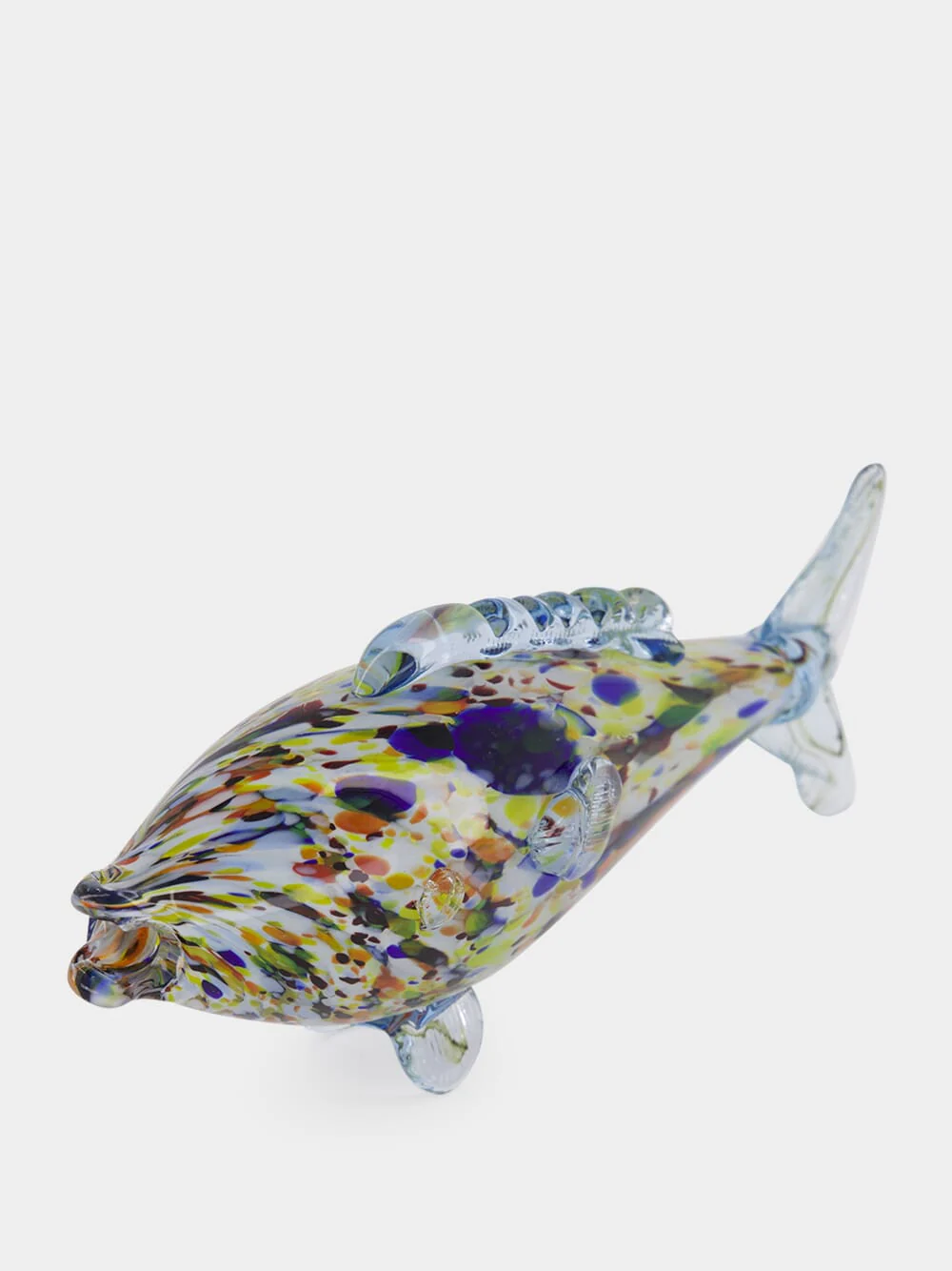 Yellow and Purple Glass Fish Sculpture - Image 2