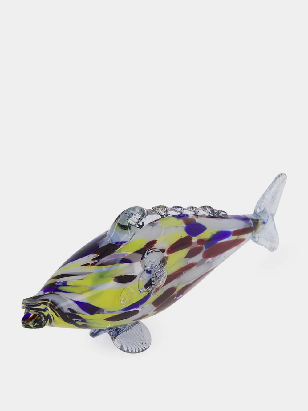 Yellow and Purple Glass Fish Sculpture - Image 2