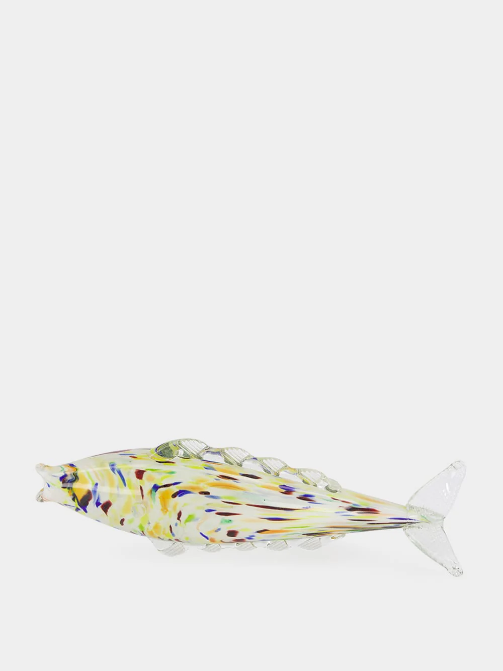 Yellow and Violet Glass Fish Sculpture