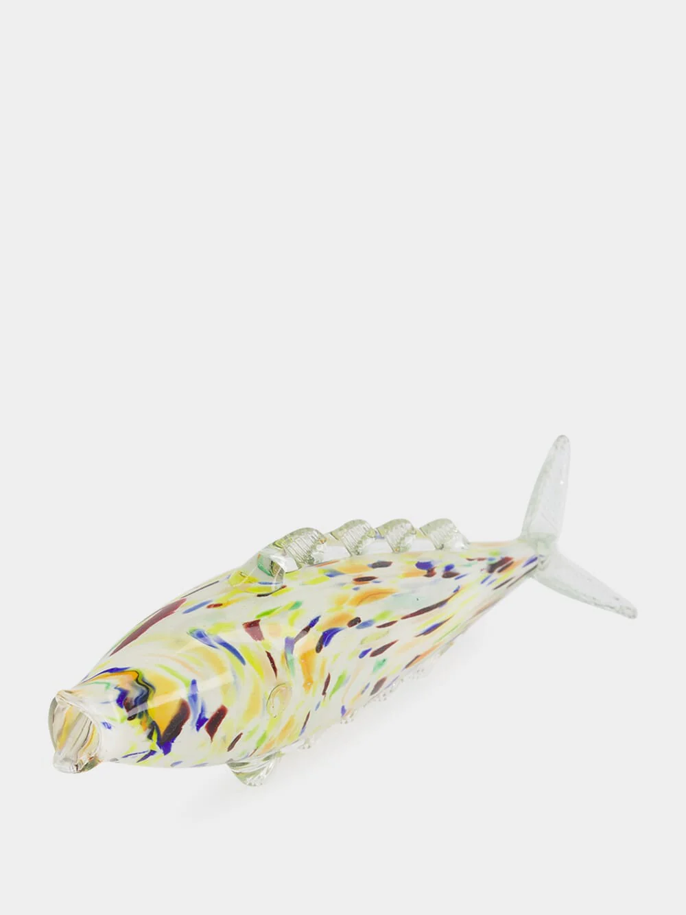 Yellow and Violet Glass Fish Sculpture - Image 2