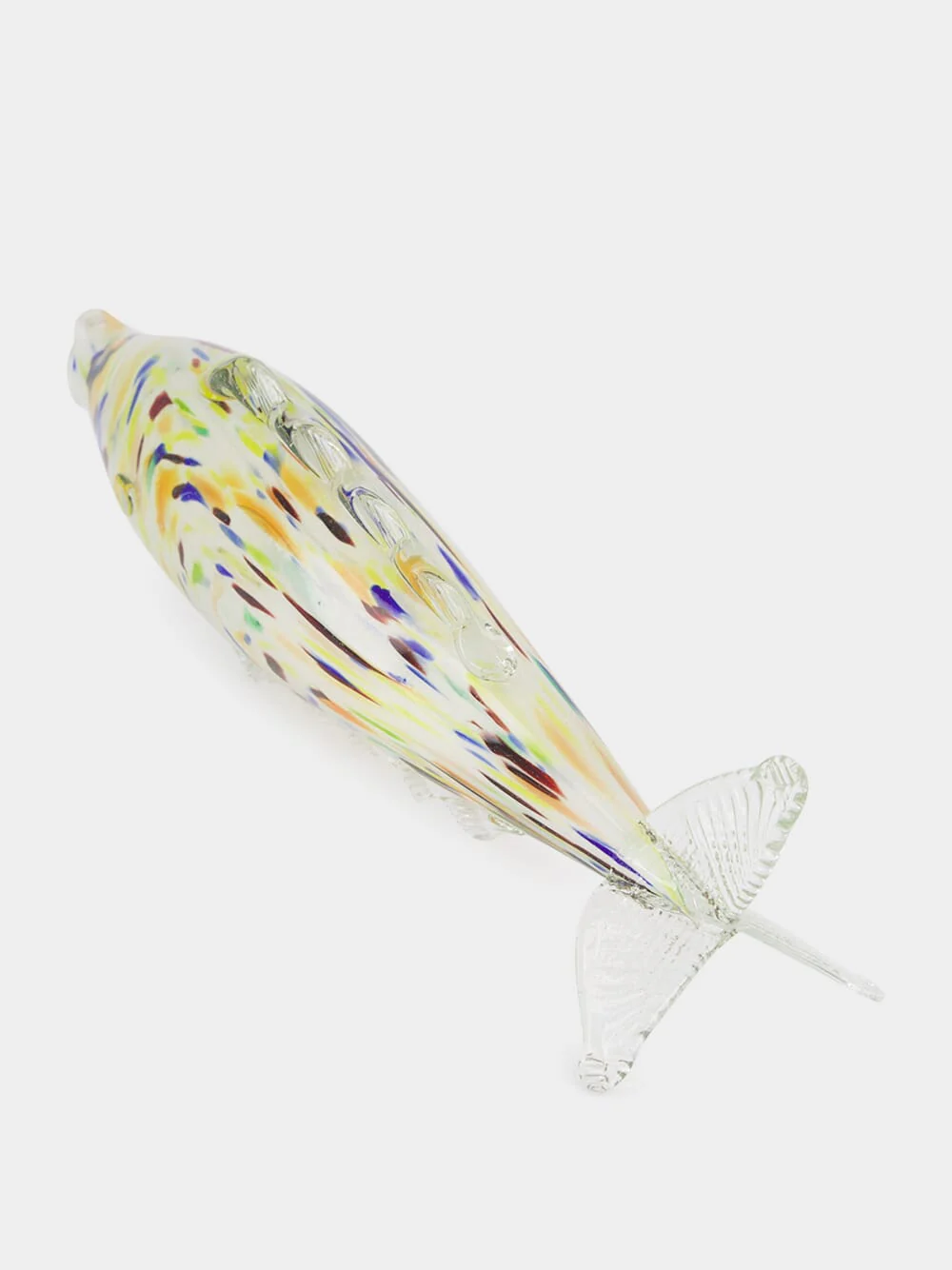 Yellow and Violet Glass Fish Sculpture - Image 3