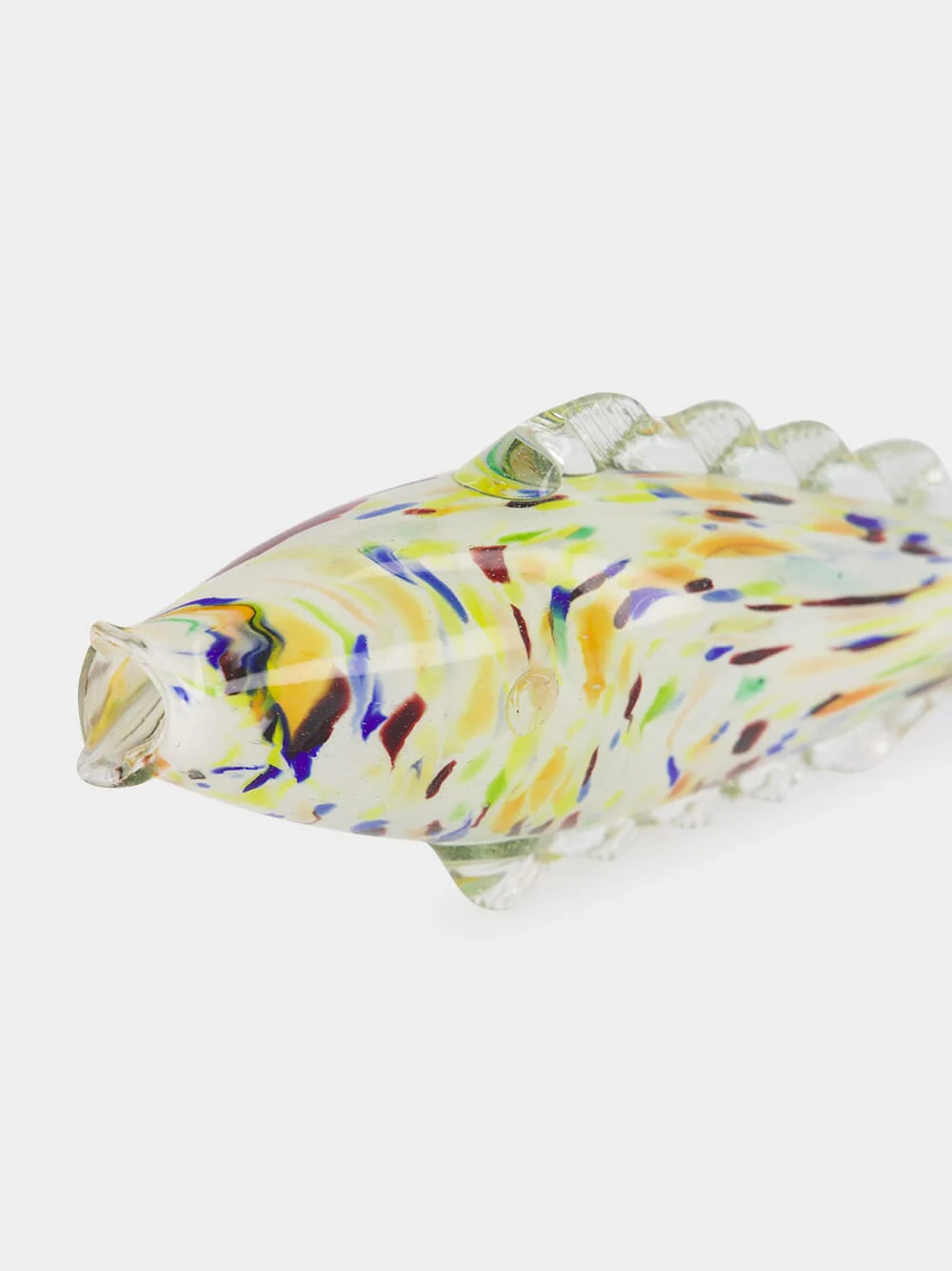 Yellow and Violet Glass Fish Sculpture - Image 4