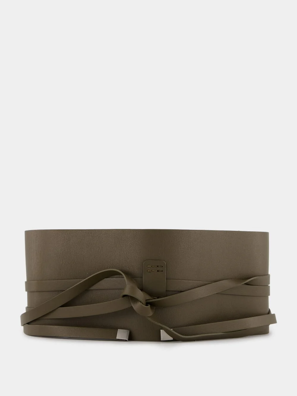 Khaki Leather Wide Belt