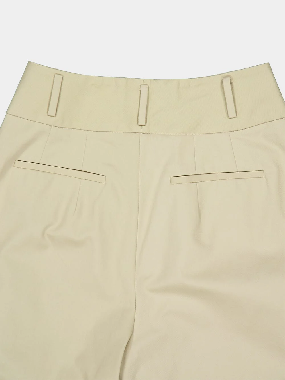 Beige Wide-Leg Cotton Trousers - Image 7