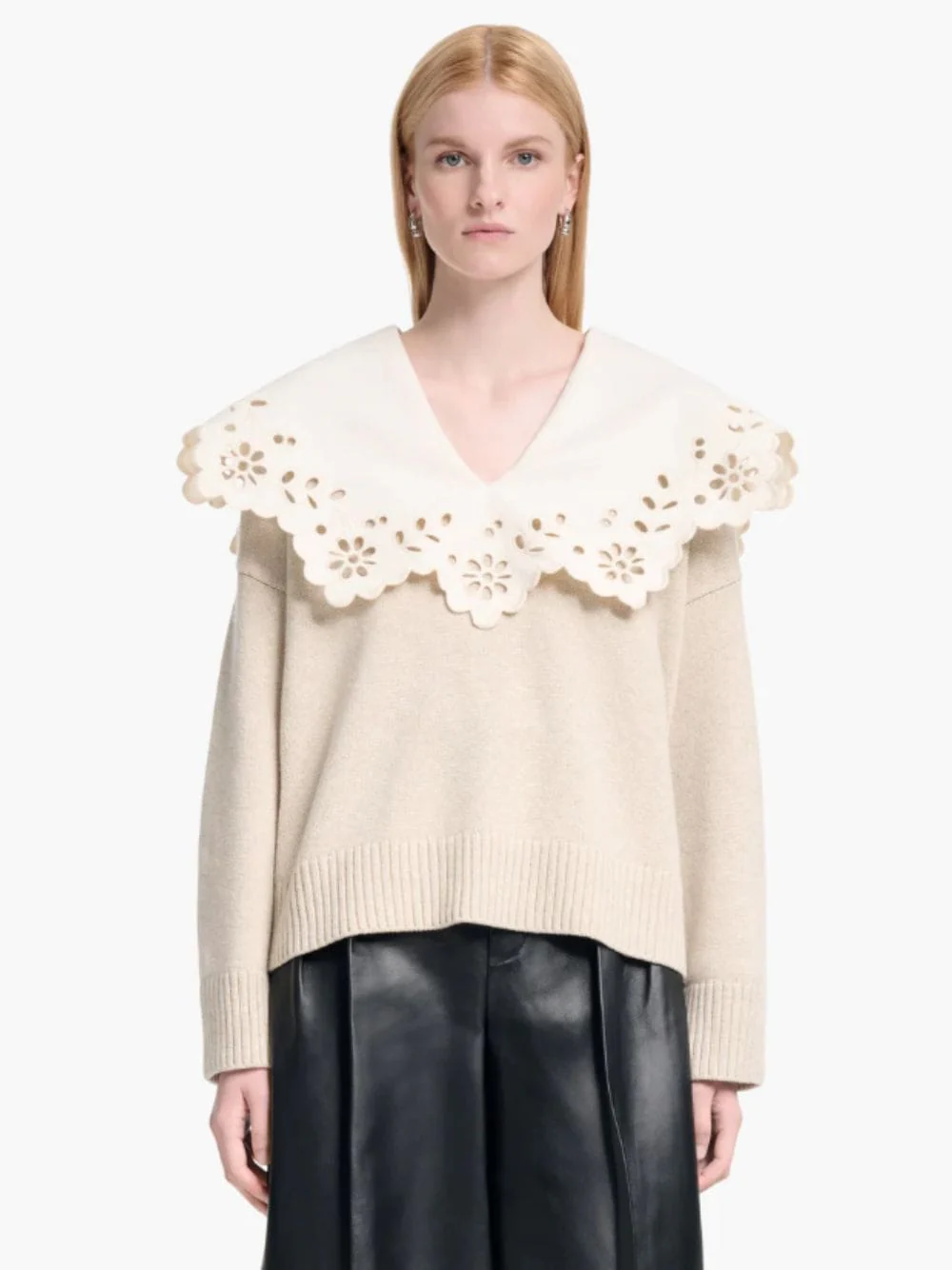 Bone Melange Toro Merino Wool Sweater