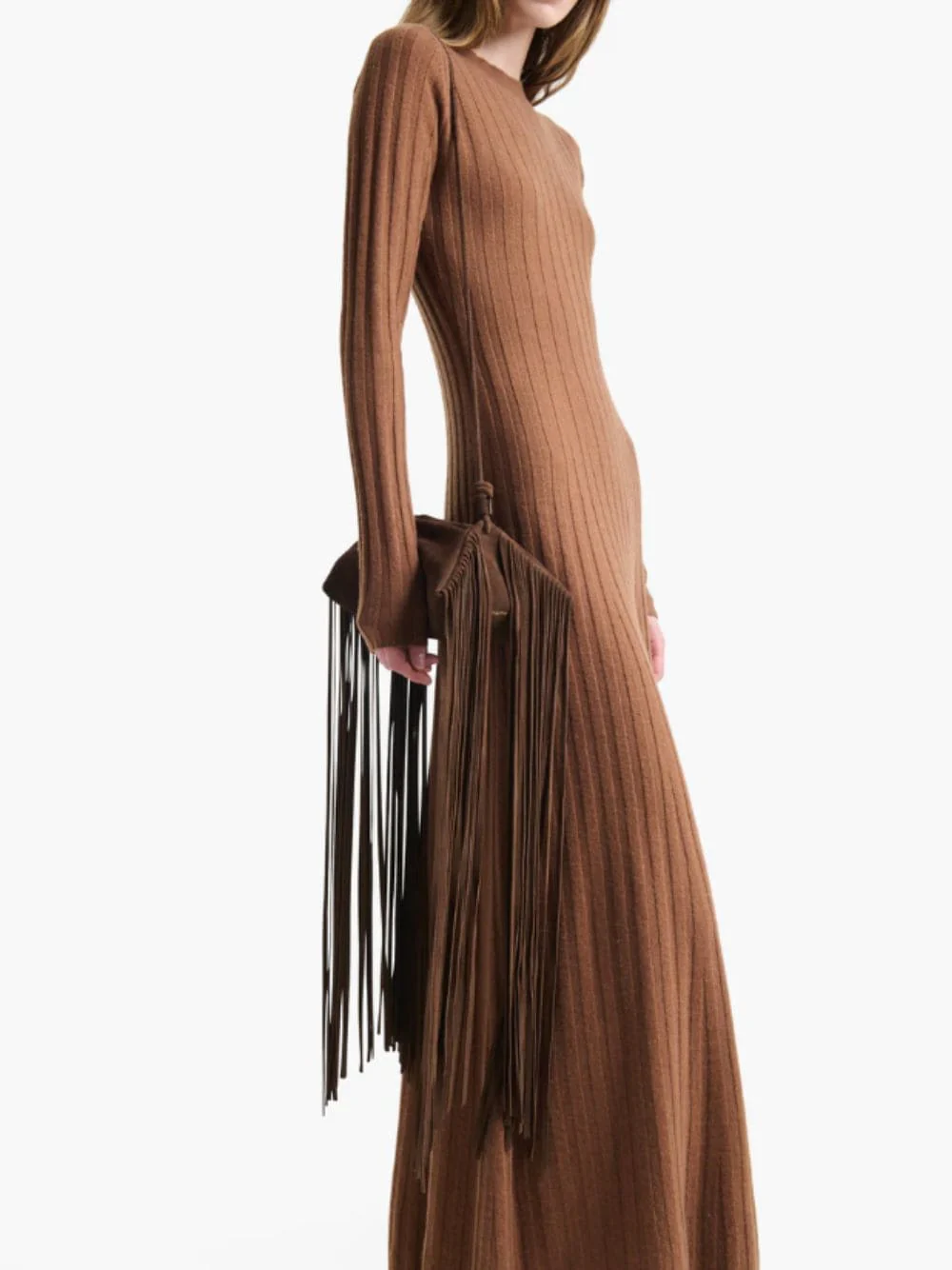 Chocolate Origami Fringe Mini Bag - Image 2