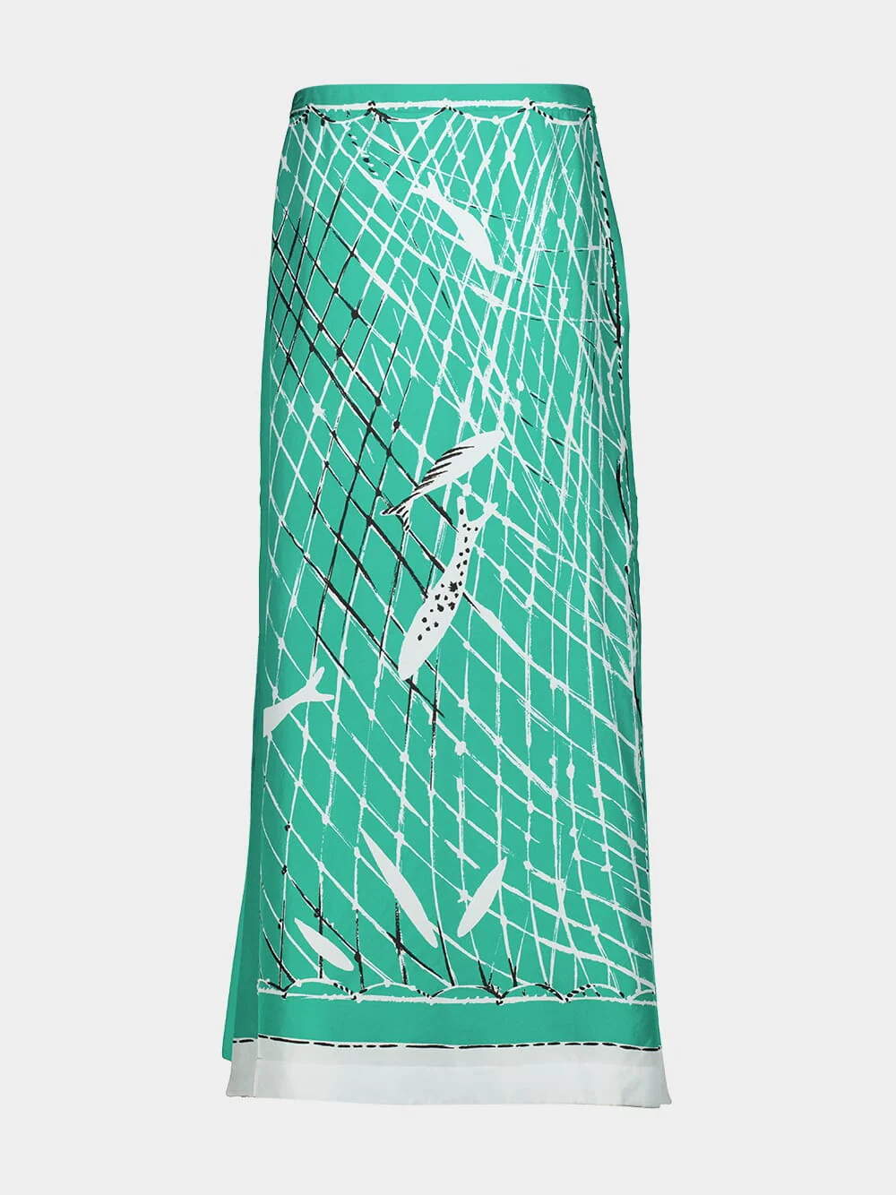 Green Fishnet Silk Maxi Skirt - Image 2