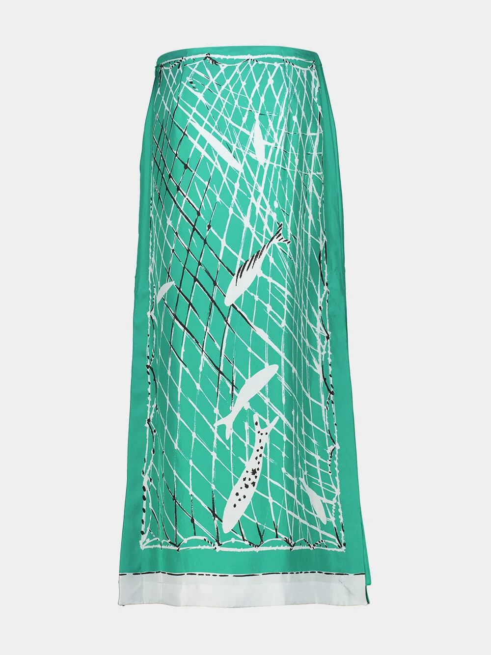 Green Fishnet Silk Maxi Skirt - Image 3