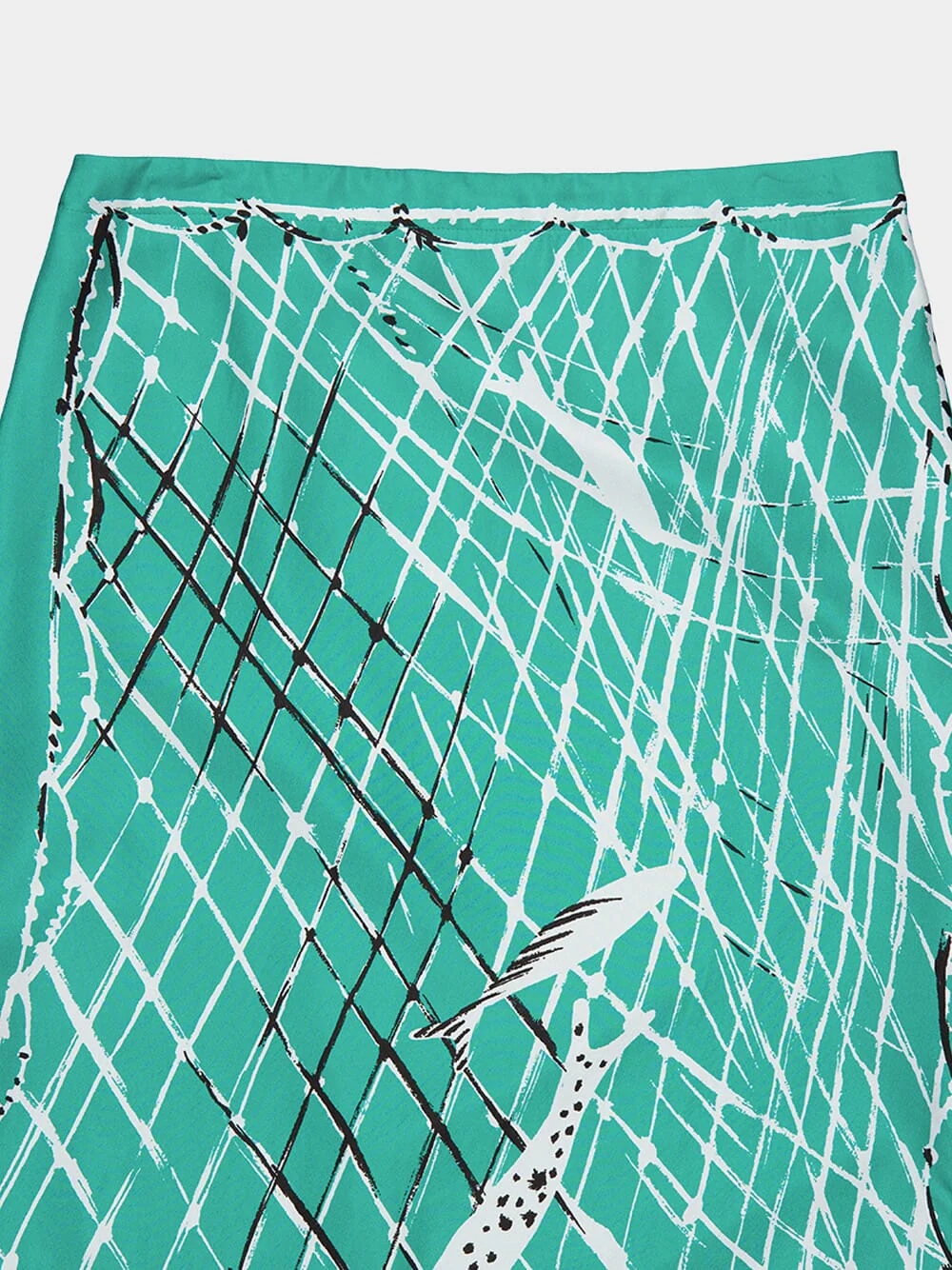 Green Fishnet Silk Maxi Skirt - Image 4
