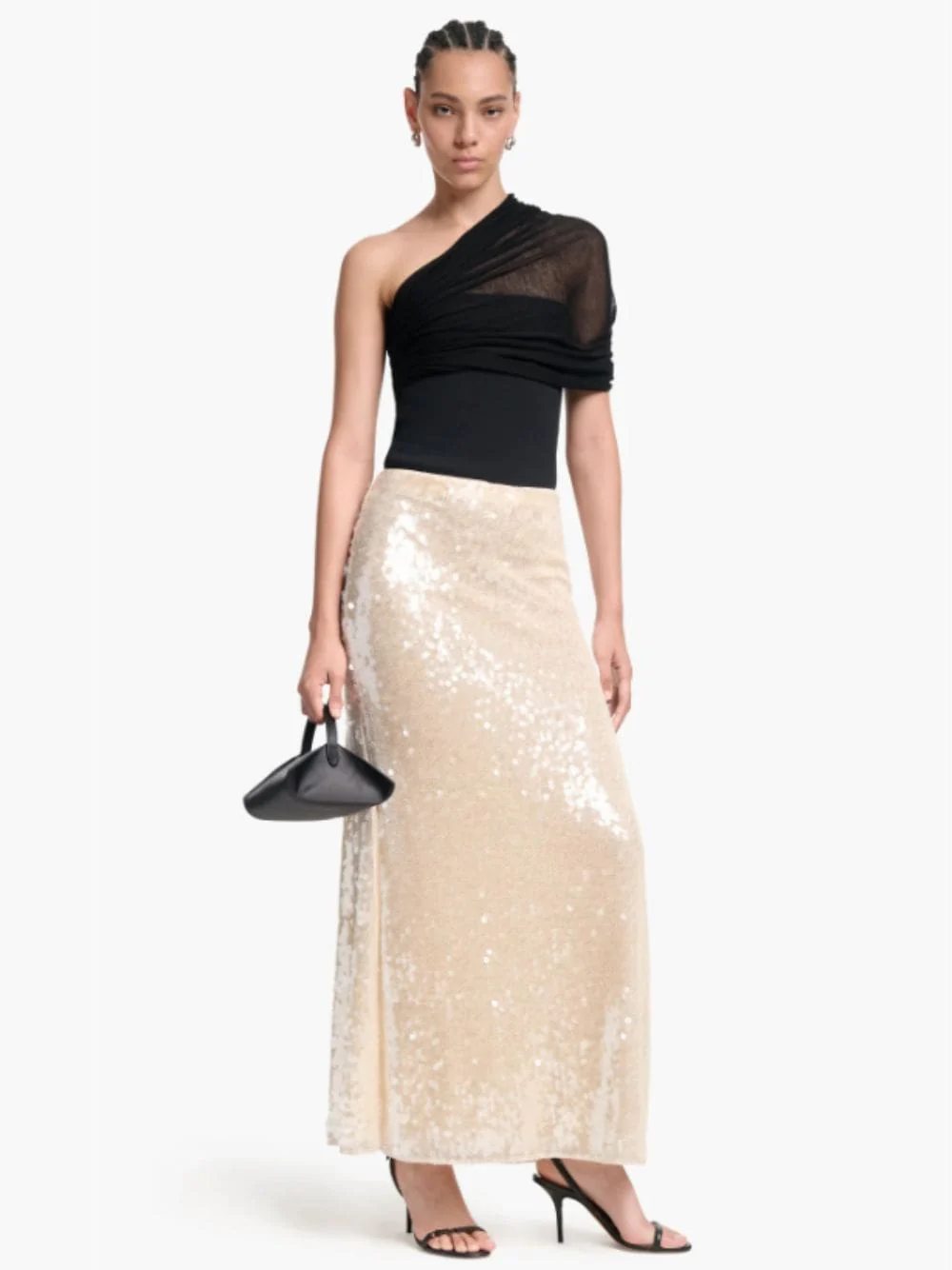 Macadamia Sequin-Embellished Linnei Skirt