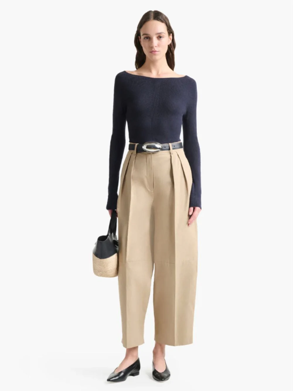 Sepia Dash Cropped Barrel-Leg Pants