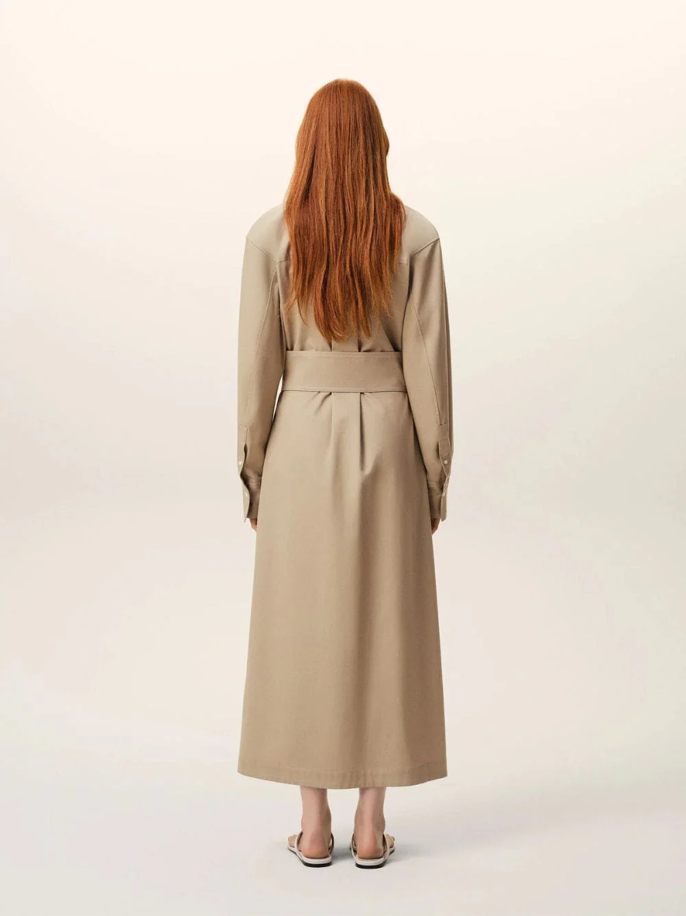 Beige Cotton Fitted Shirt Dress - Image 3