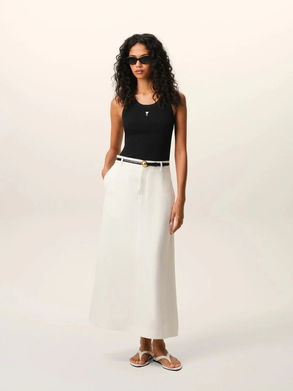 Black Cotton Ami De Coeur Tank Top