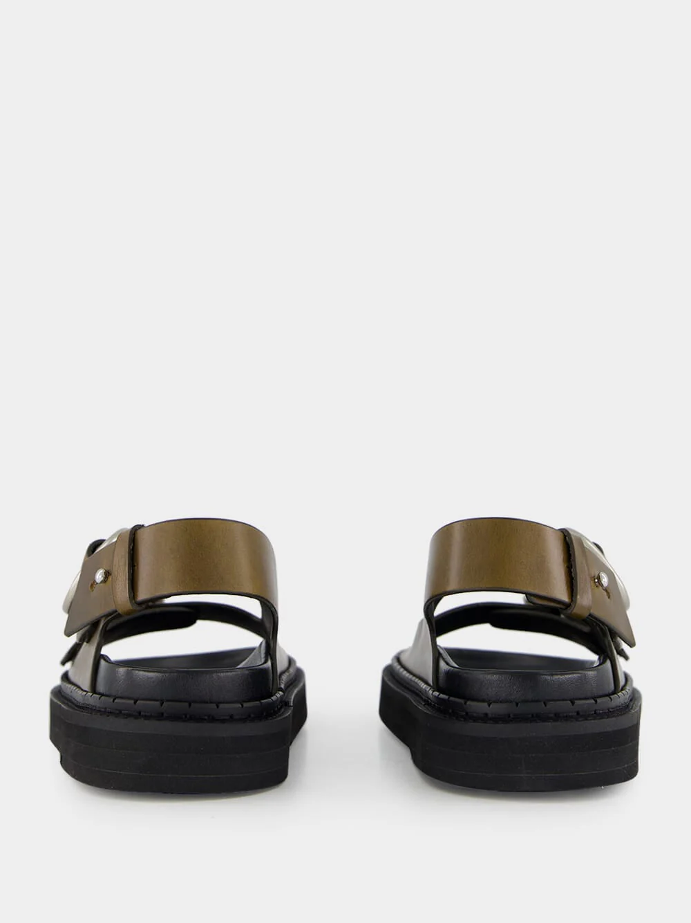 Black Olive Leather Fussbet Sandals - Image 12