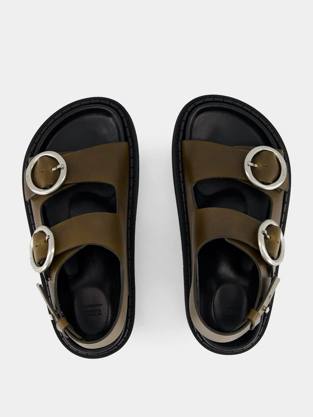 Black Olive Leather Fussbet Sandals - Image 4