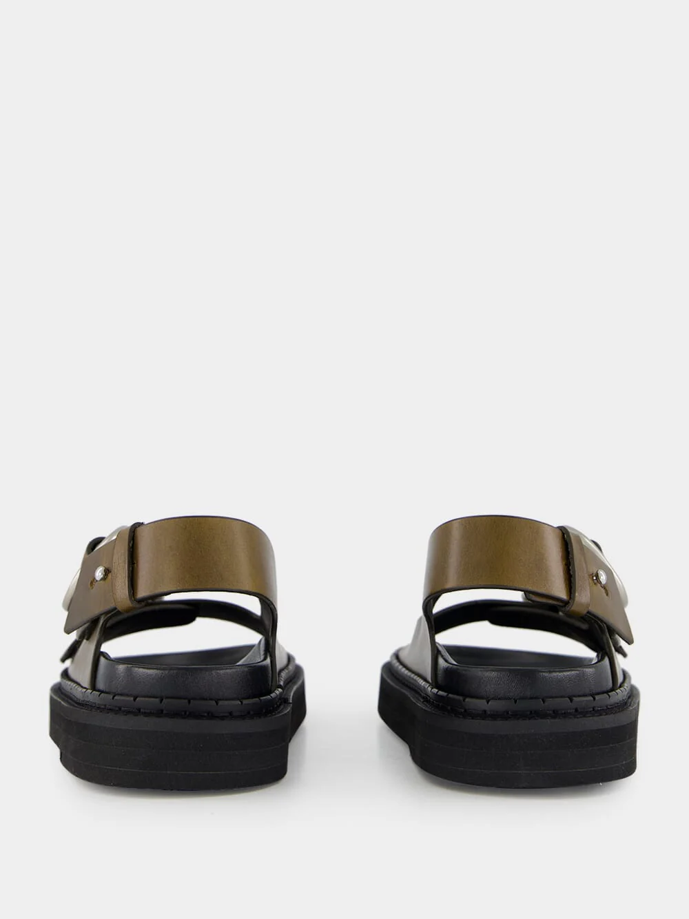 Black Olive Leather Fussbet Sandals - Image 5
