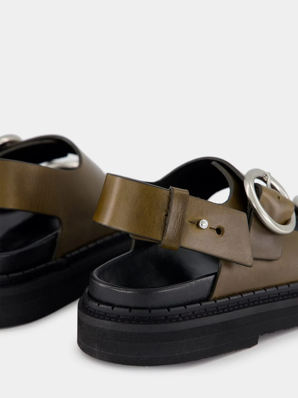 Black Olive Leather Fussbet Sandals - Image 6