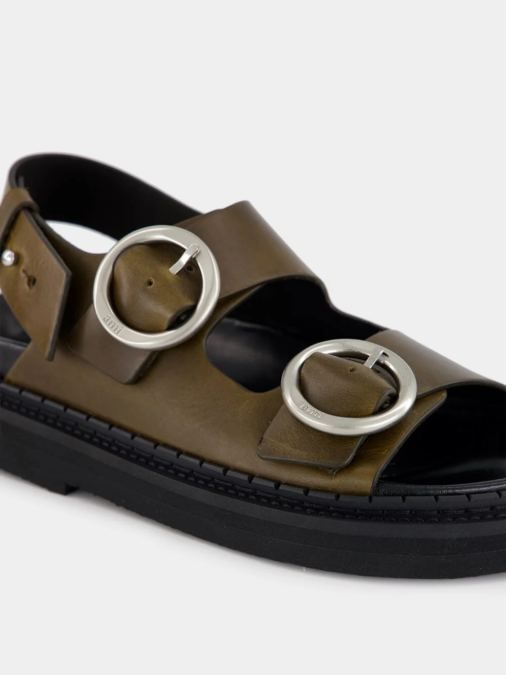Black Olive Leather Fussbet Sandals - Image 7