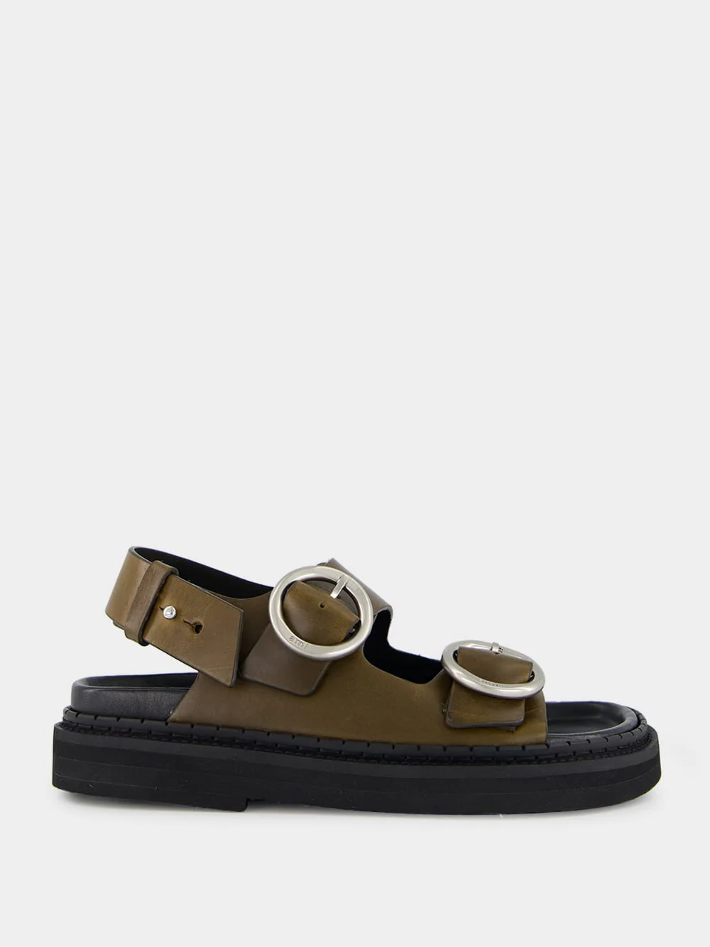 Black Olive Leather Fussbet Sandals - Image 8