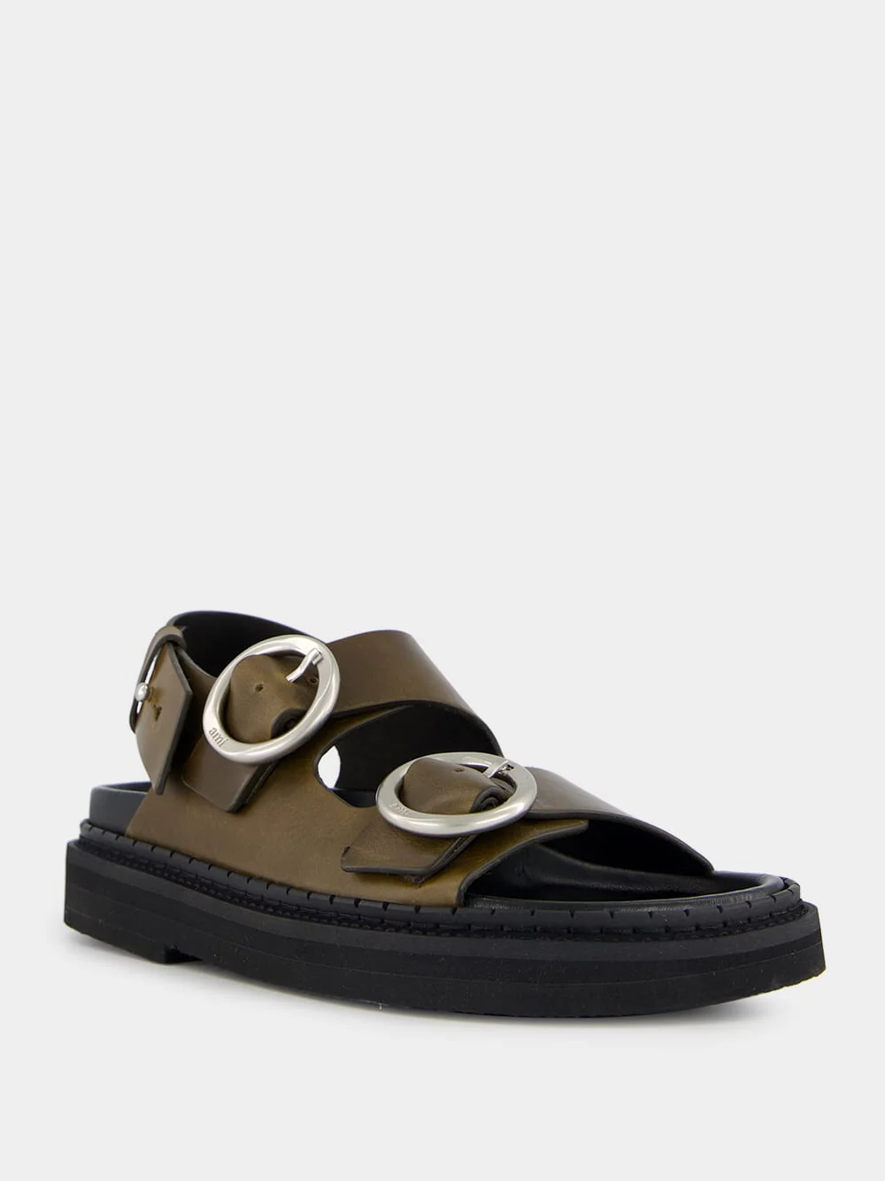 Black Olive Leather Fussbet Sandals - Image 9
