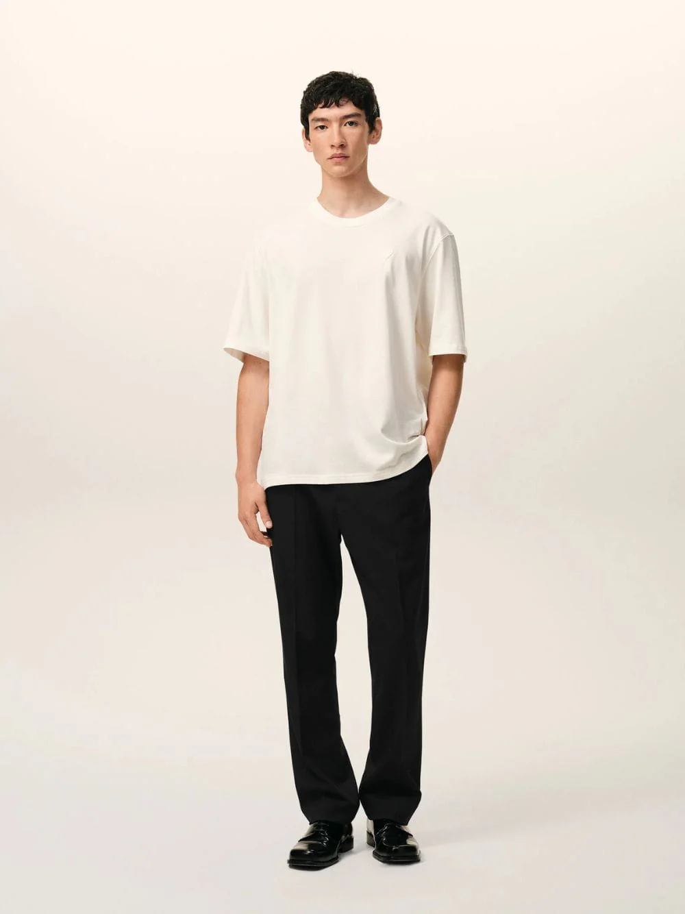Black Wool Elasticated Waist Trousers