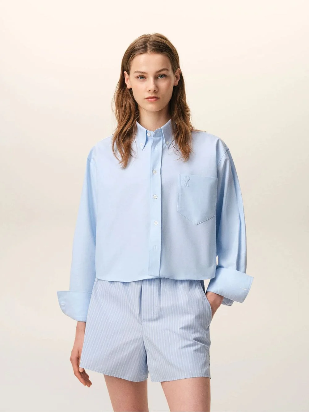 Blue Ami De Coeur Cropped Shirt - Image 2