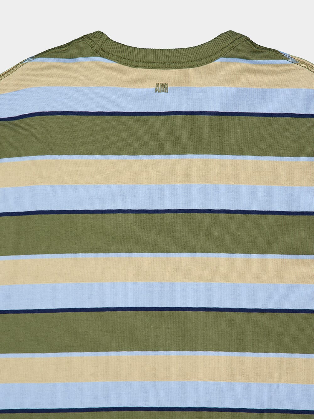 Blue and Khaki Striped Cotton Oversize T-Shirt - Image 5